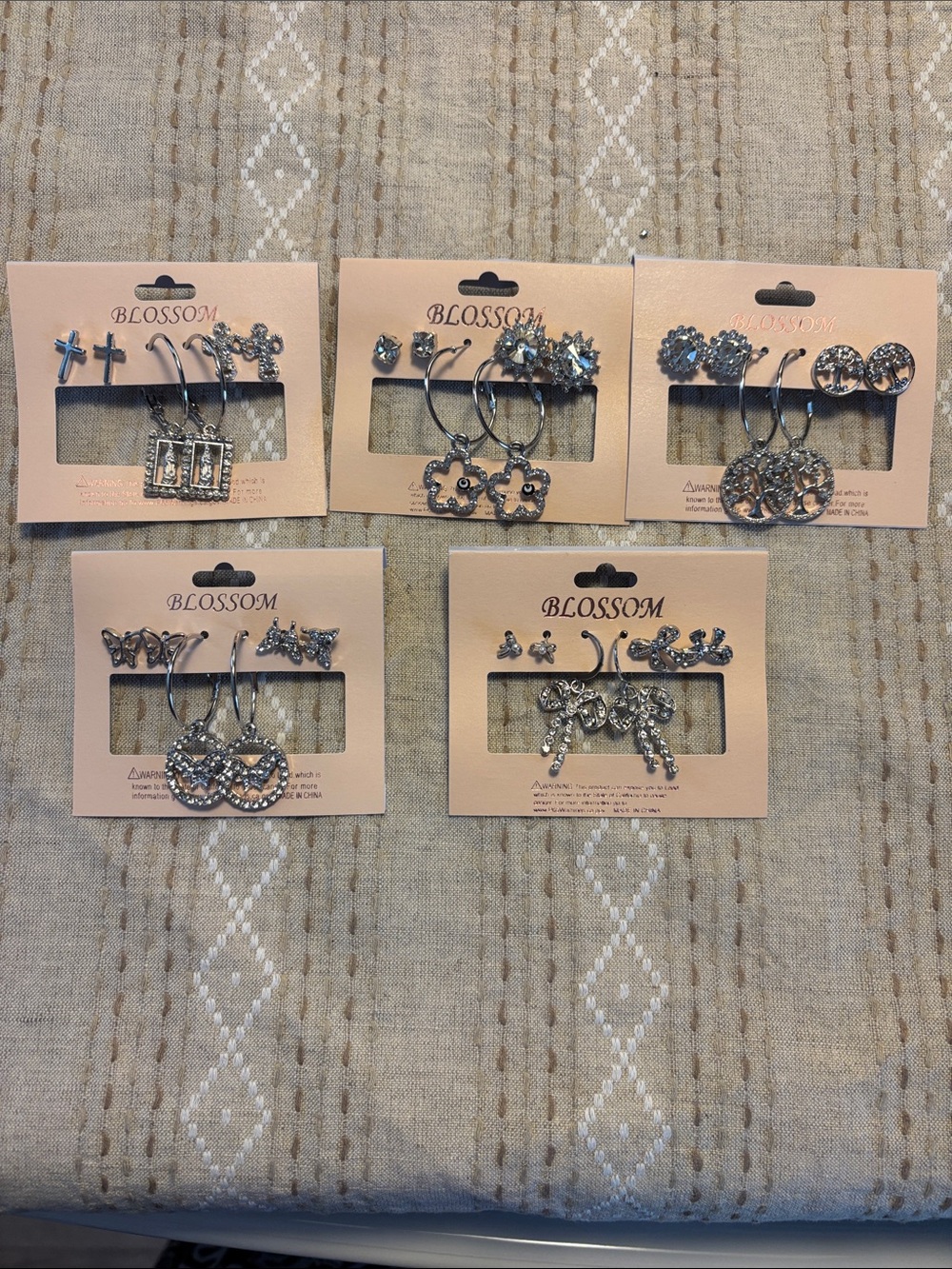 Blossom Silver-Tone Earring Set Bundle - Sparkling Clear Stones
